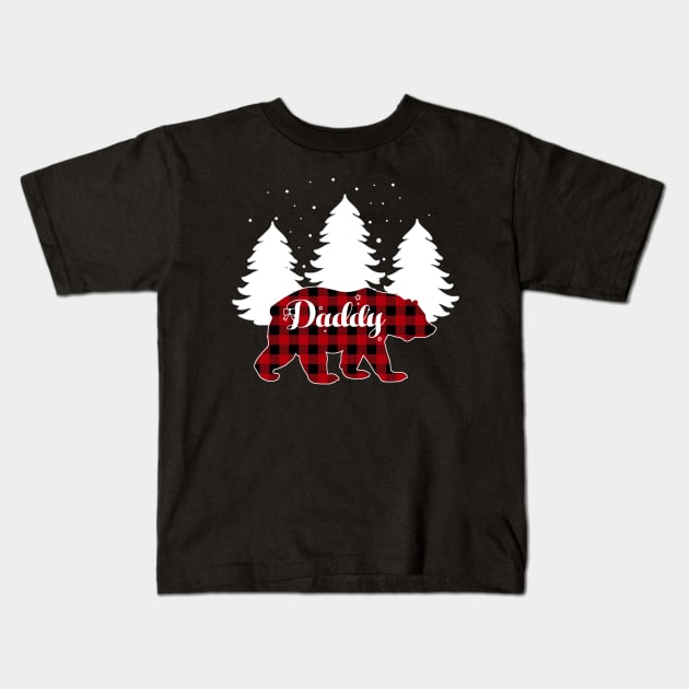 Buffalo Red Plaid Daddy Bear Matching Family Christmas Kids T-Shirt by Kagina